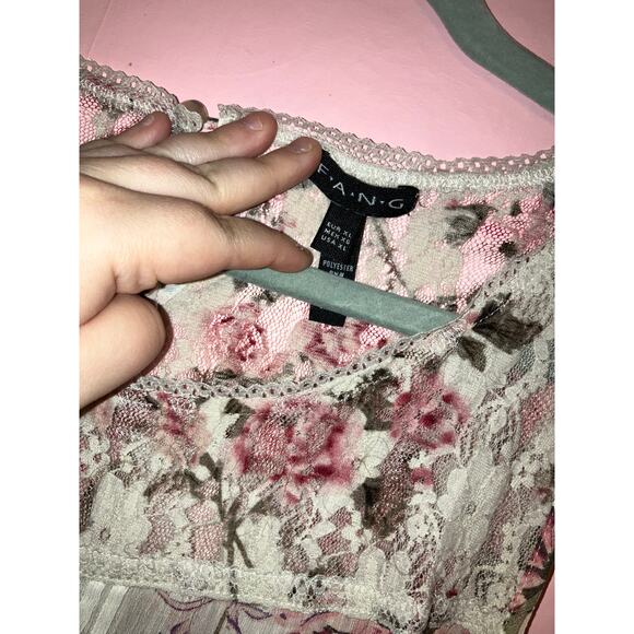 Fang babydoll tiered floral boho sheer tank top size XL - Picture 6 of 7